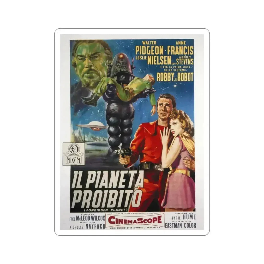 FORBIDDEN PLANET (ITALIAN) 1956 Movie Poster - STICKER Vinyl Kiss-Cut Decal 6 Inch White - The Sticker Space