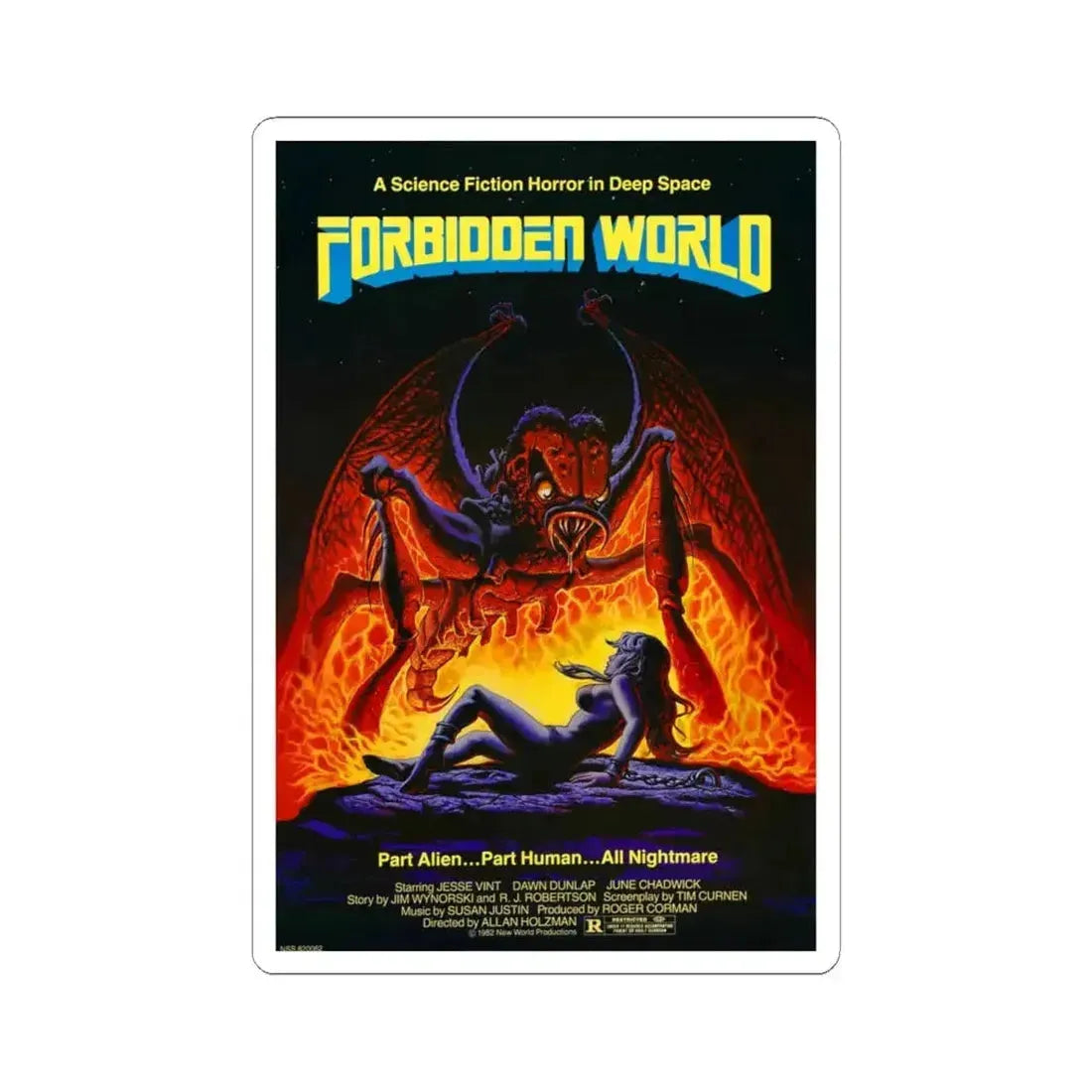 Forbidden World aka Mutant 1982 Movie Poster - STICKER Vinyl Kiss-Cut Decal 6 Inch White - The Sticker Space
