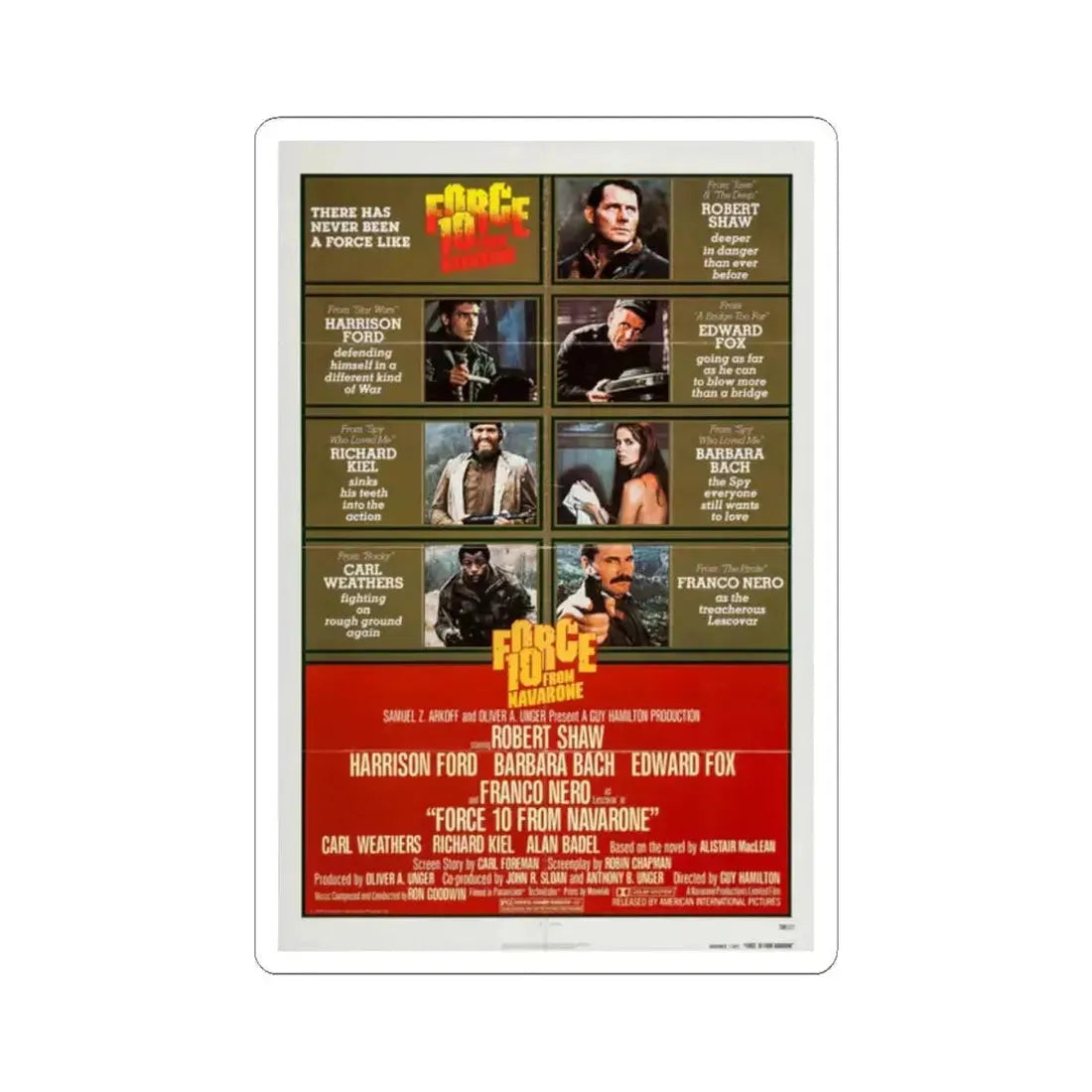 Force 10 From Navarone 1978 Movie Poster - STICKER Vinyl Kiss-Cut Decal 2 Inch White - The Sticker Space