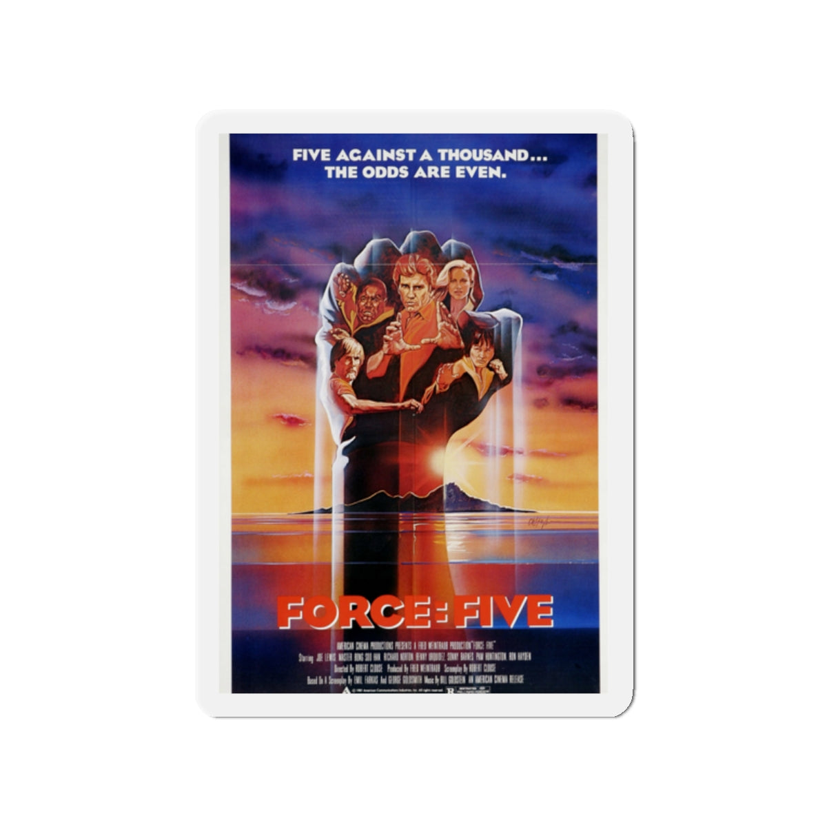 FORCE FIVE 1981 Movie Poster - Die-Cut Magnet-2" x 2"-The Sticker Space