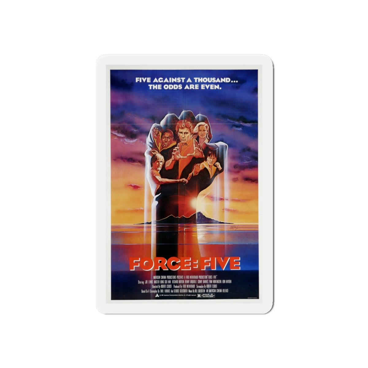 FORCE FIVE 1981 Movie Poster - Die-Cut Magnet-6 × 6"-The Sticker Space