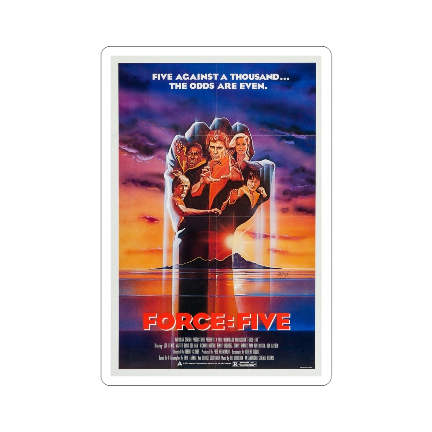 Force Five 1981 Movie Poster STICKER Vinyl Die-Cut Decal-3 Inch-The Sticker Space