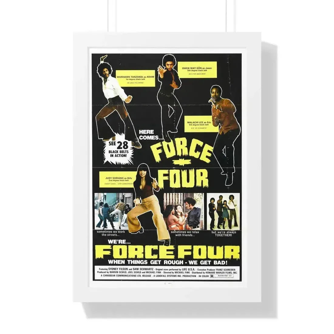 FORCE FOUR 1975 - Framed Movie Poster 16″ x 24″ White - The Sticker Space