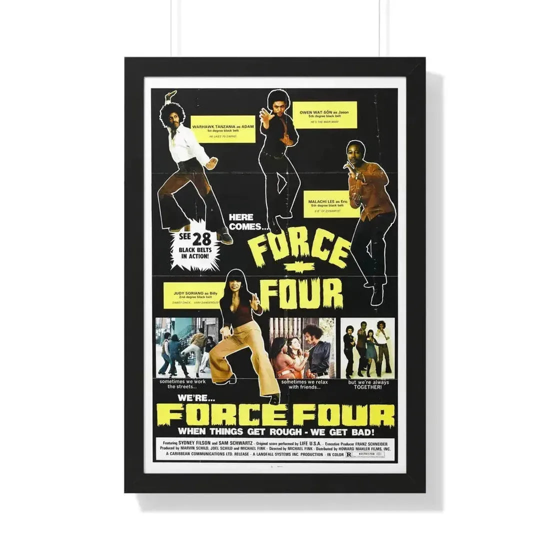FORCE FOUR 1975 - Framed Movie Poster 20" x 30" Black - The Sticker Space