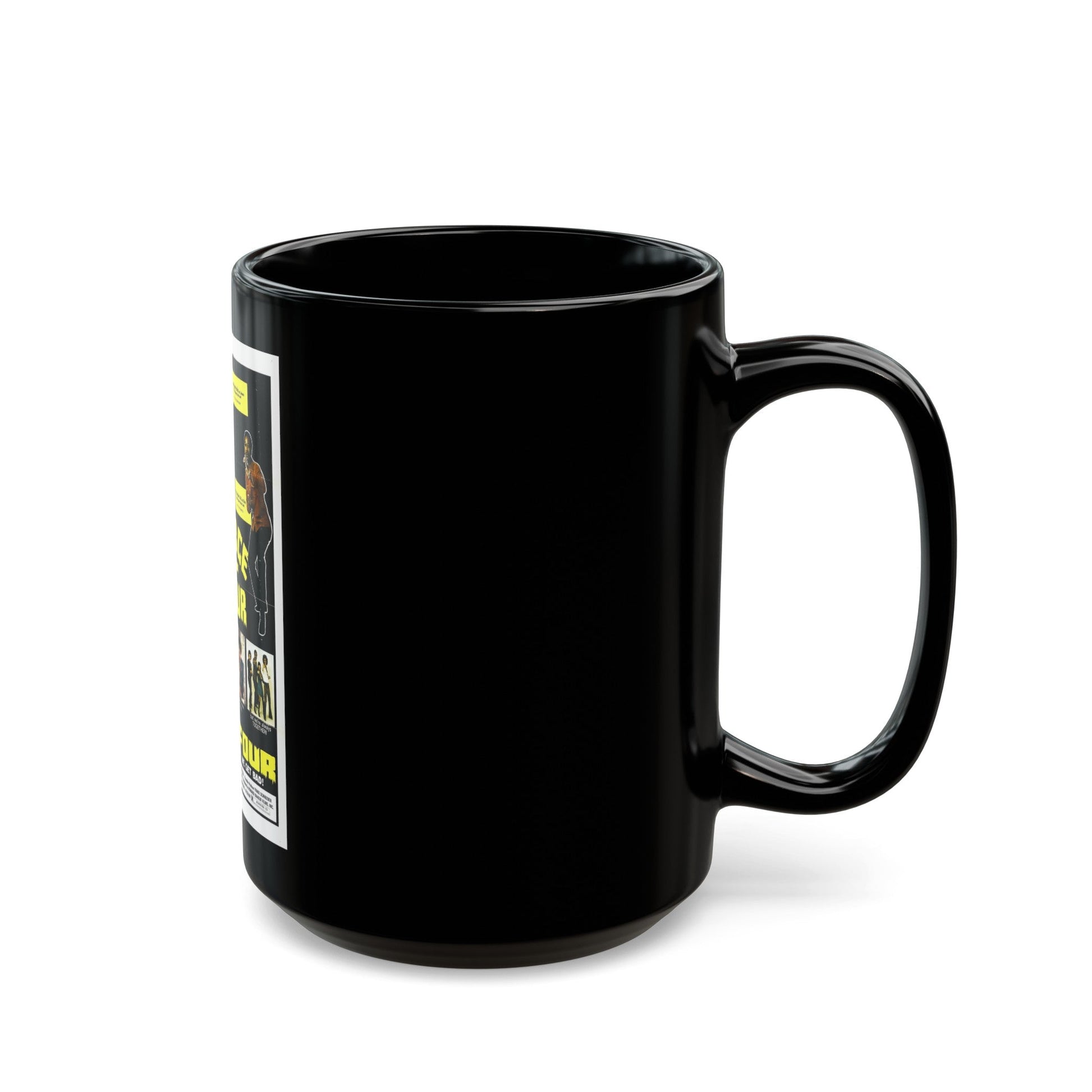 FORCE FOUR 1975 Movie Poster - Black Coffee Mug-The Sticker Space