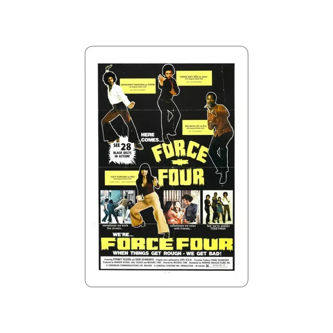 FORCE FOUR 1975 Movie Poster STICKER Vinyl Die-Cut Decal 3 Inch - The Sticker Space