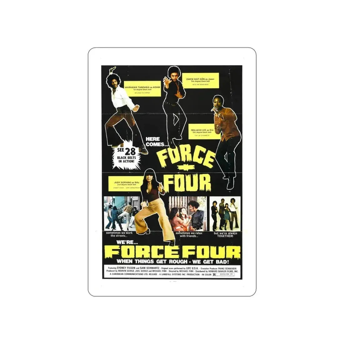 FORCE FOUR 1975 Movie Poster STICKER Vinyl Die-Cut Decal 5 Inch - The Sticker Space