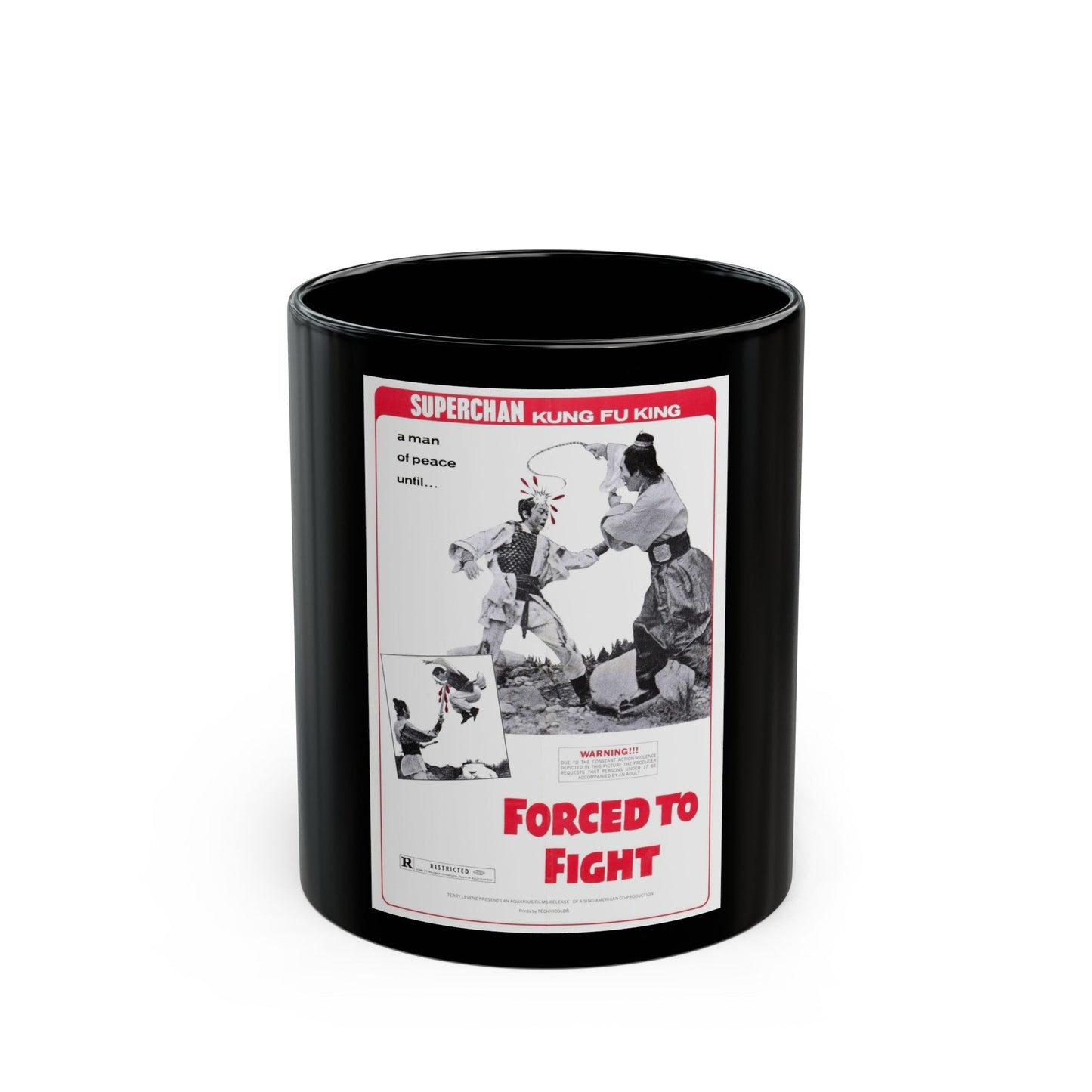 FORCED TO FIGHT 1971 Movie Poster - Black Coffee Mug-11oz-The Sticker Space