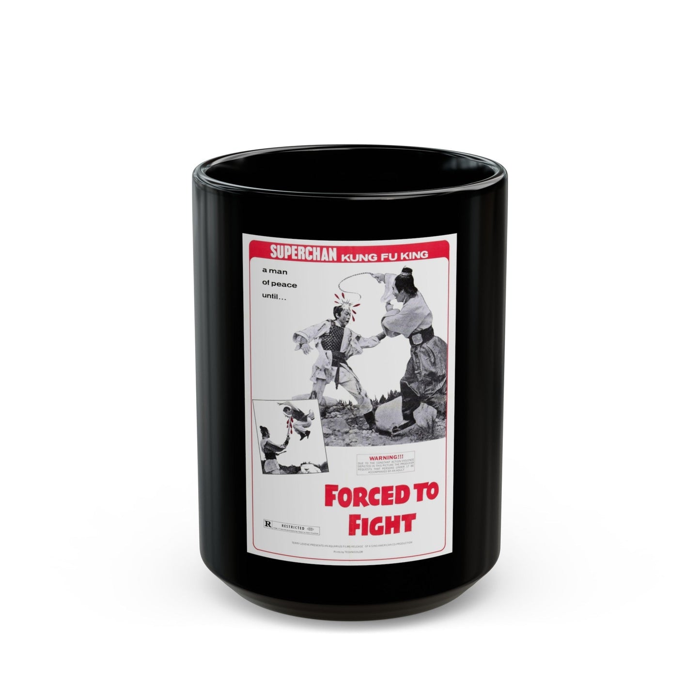 FORCED TO FIGHT 1971 Movie Poster - Black Coffee Mug-15oz-The Sticker Space