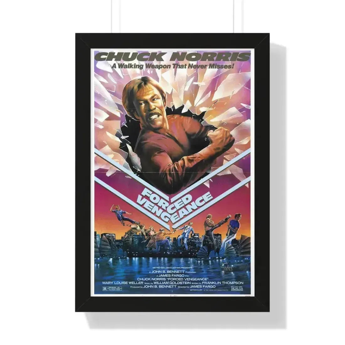FORCED VENGEANCE 1982 - Framed Movie Poster 16″ x 24″ Black - The Sticker Space