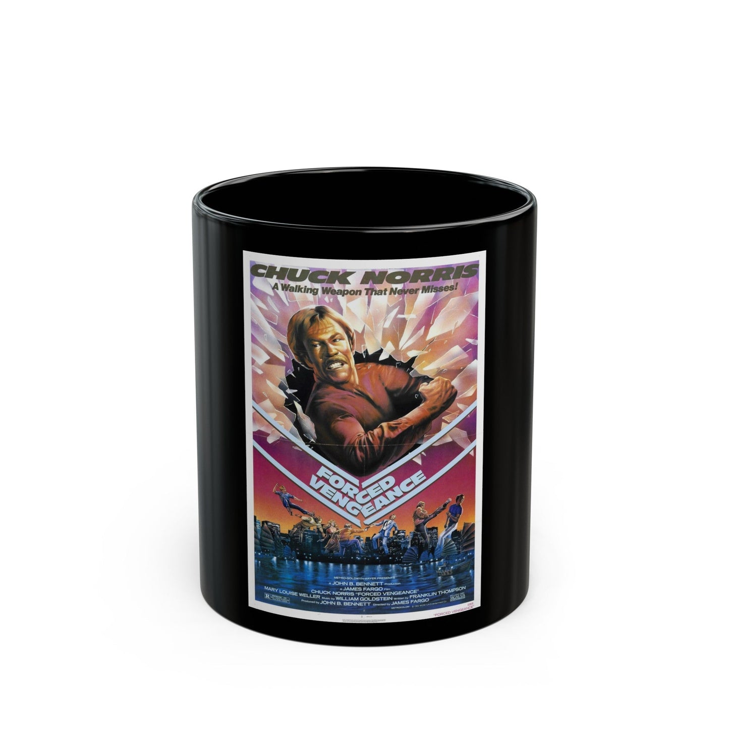 FORCED VENGEANCE 1982 Movie Poster - Black Coffee Mug-11oz-The Sticker Space