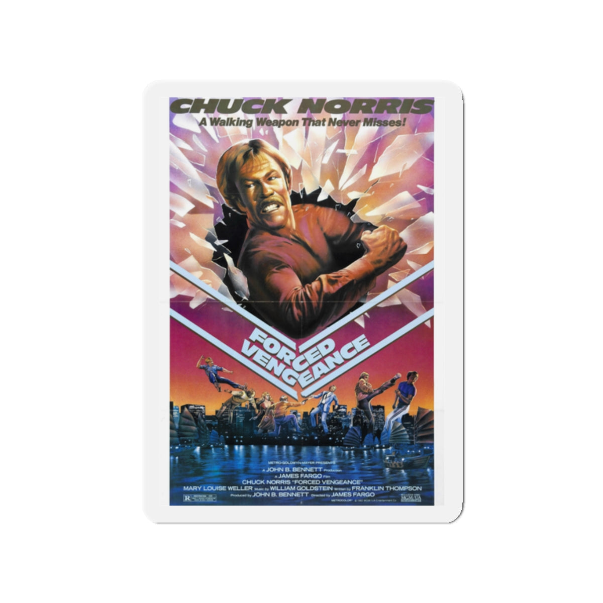 FORCED VENGEANCE 1982 Movie Poster - Die-Cut Magnet-2" x 2"-The Sticker Space