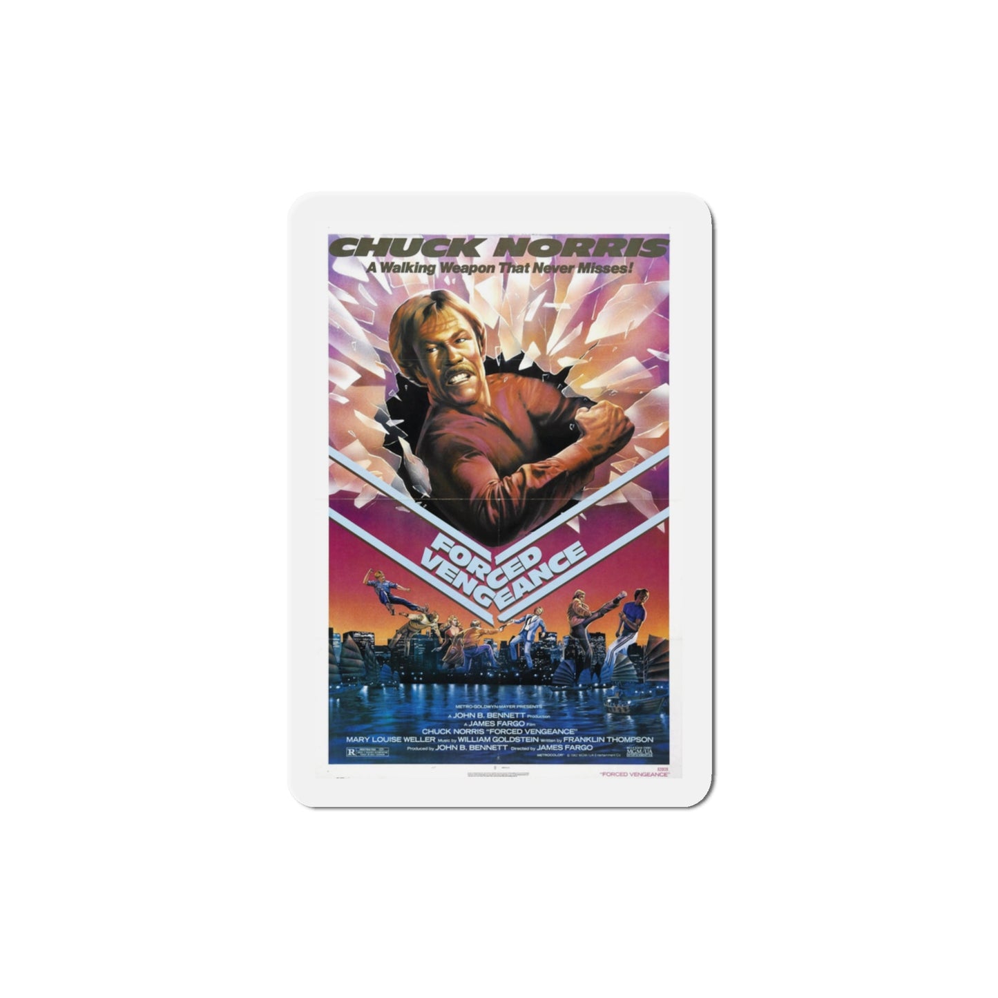 Forced Vengeance 1982 Movie Poster Die-Cut Magnet-3" x 3"-The Sticker Space