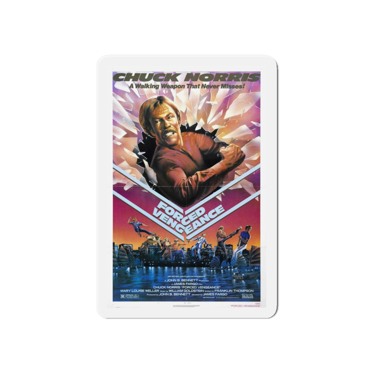 FORCED VENGEANCE 1982 Movie Poster - Die-Cut Magnet-6 × 6"-The Sticker Space