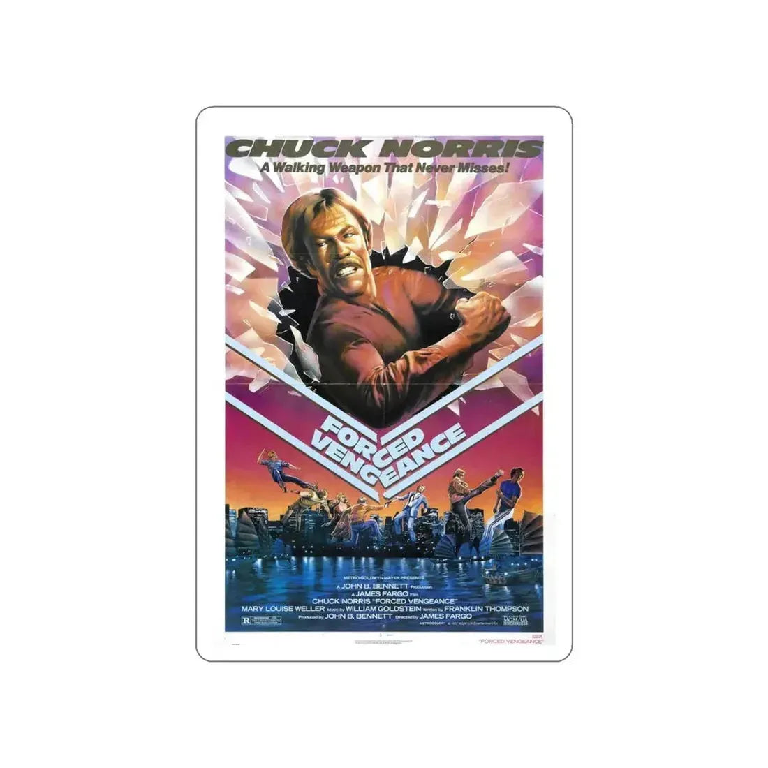FORCED VENGEANCE 1982 Movie Poster STICKER Vinyl Die-Cut Decal 5 Inch - The Sticker Space
