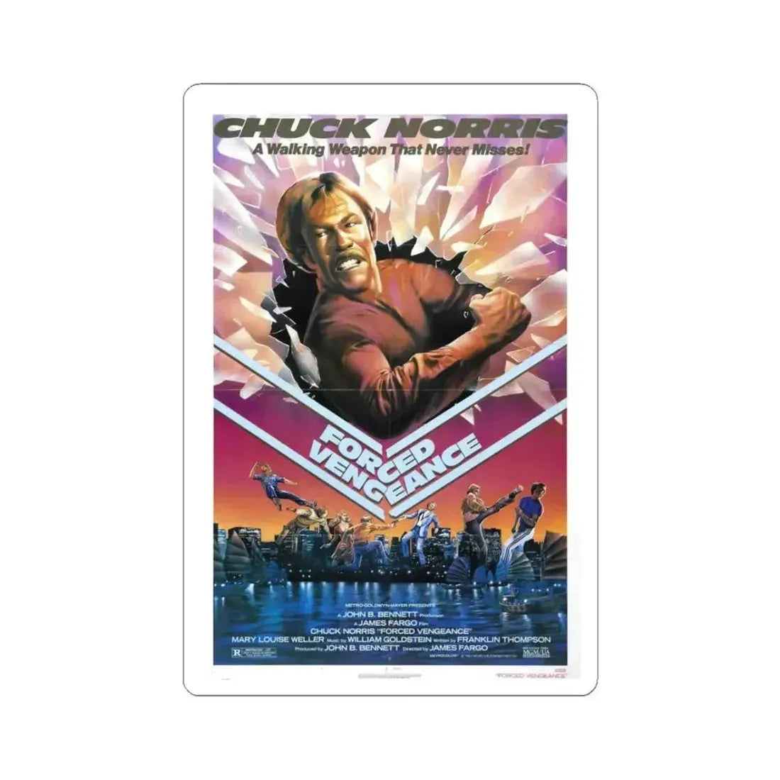Forced Vengeance 1982 Movie Poster - STICKER Vinyl Kiss-Cut Decal 3 Inch White - The Sticker Space
