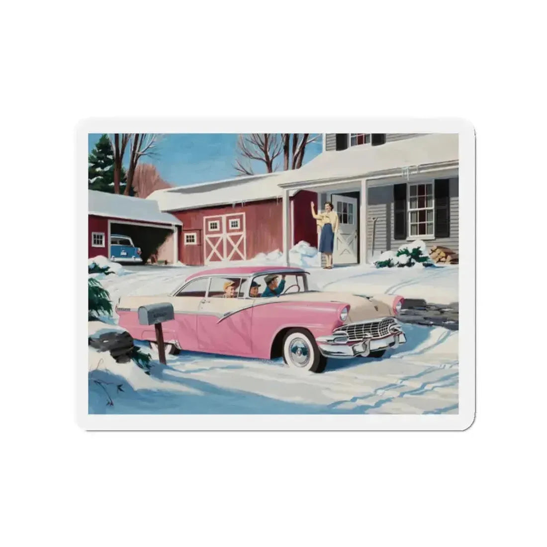 Ford Fairlaine advertisement, 1956 (Magazine Illustration) Refrigerator Magnet 2 Inch Die-Cut - The Sticker Space