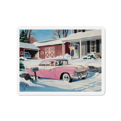 Ford Fairlaine advertisement, 1956 (Magazine Illustration) Refrigerator Magnet 2 Inch Die-Cut - The Sticker Space