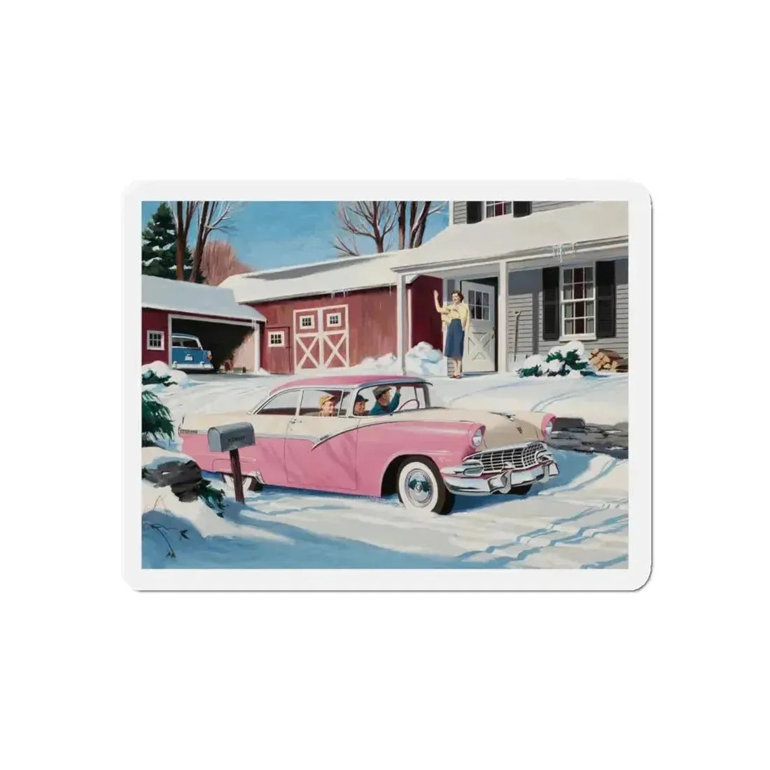 Ford Fairlaine advertisement, 1956 (Magazine Illustration) Refrigerator Magnet 4 Inch Die-Cut - The Sticker Space