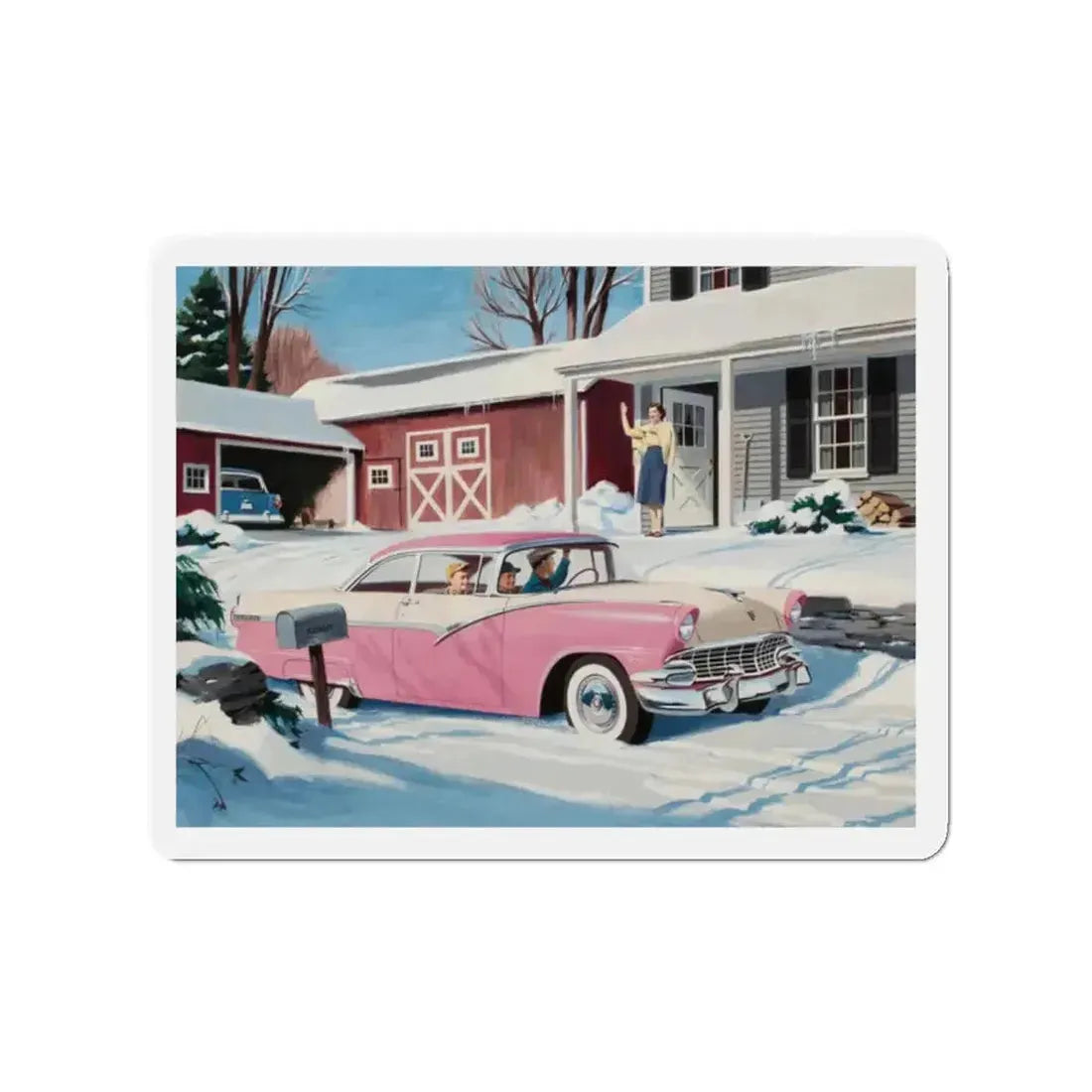 Ford Fairlaine advertisement, 1956 (Magazine Illustration) Refrigerator Magnet - The Sticker Space