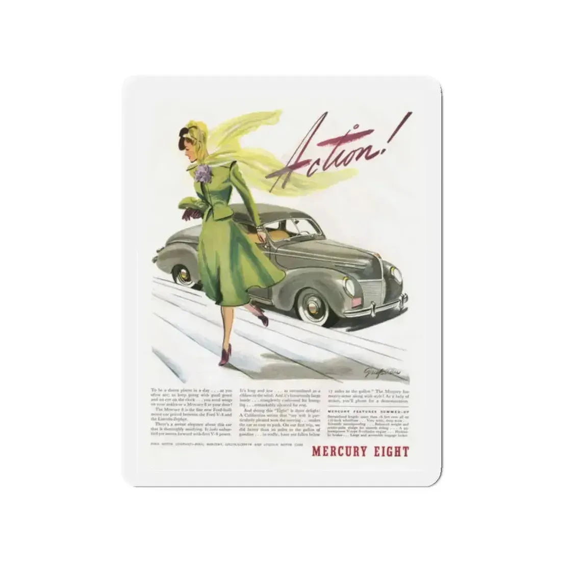 Ford Mercury advertisement, 1939 (Magazine Illustration) Refrigerator Magnet - The Sticker Space