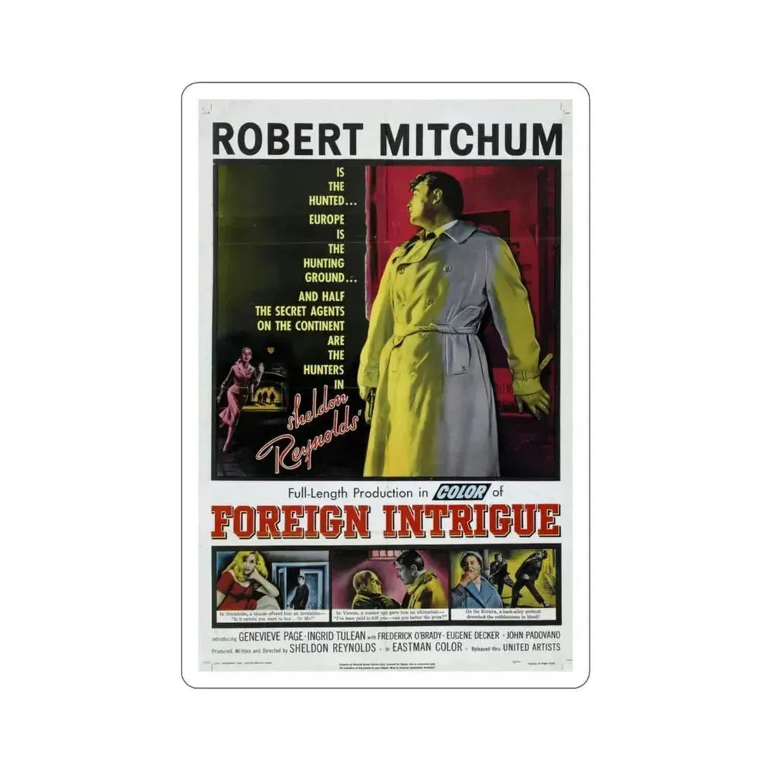 Foreign Intrigue 1956 Movie Poster STICKER Vinyl Die-Cut Decal 3 Inch - The Sticker Space