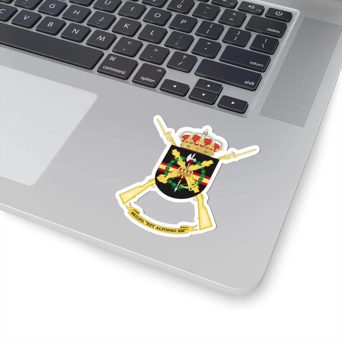 Former Coat of Arms of the 2nd Spanish Legion Brigade King Alfonso XIII Cross of Burgundy (Spain) (Coat of Arms) STICKER Vinyl Kiss-Cut Decal - The Sticker Space