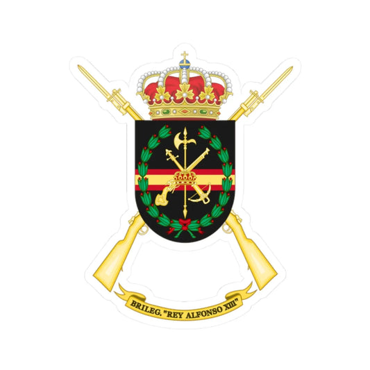 Former Coat of Arms of the 2nd Spanish Legion Brigade King Alfonso XIII (Spain) (Coat of Arms) STICKER Vinyl Kiss-Cut Decal 2 Inch White - The Sticker Space