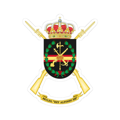 Former Coat of Arms of the 2nd Spanish Legion Brigade King Alfonso XIII (Spain) (Coat of Arms) STICKER Vinyl Kiss-Cut Decal 3 Inch White - The Sticker Space