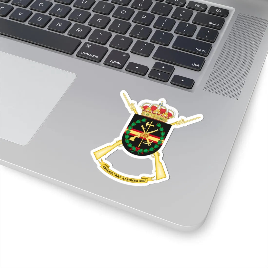 Former Coat of Arms of the 2nd Spanish Legion Brigade King Alfonso XIII (Spain) (Coat of Arms) STICKER Vinyl Kiss-Cut Decal - The Sticker Space