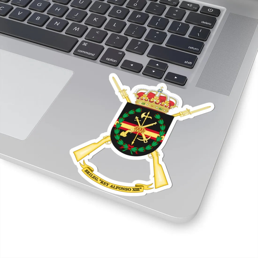 Former Coat of Arms of the 2nd Spanish Legion Brigade King Alfonso XIII (Spain) (Coat of Arms) STICKER Vinyl Kiss-Cut Decal - The Sticker Space