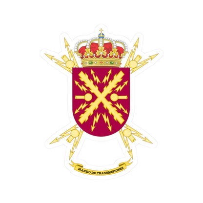 Former Coat of Arms of the Spanish Army Signals Command (Spain) (Coat of Arms) STICKER Vinyl Kiss-Cut Decal 2 Inch White - The Sticker Space