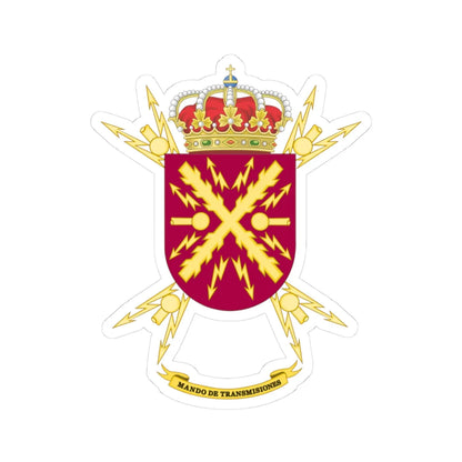 Former Coat of Arms of the Spanish Army Signals Command (Spain) (Coat of Arms) STICKER Vinyl Kiss-Cut Decal 3 Inch White - The Sticker Space