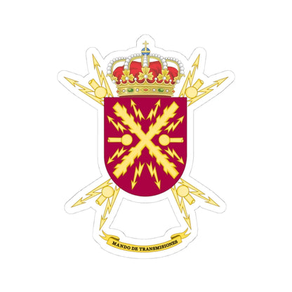 Former Coat of Arms of the Spanish Army Signals Command (Spain) (Coat of Arms) STICKER Vinyl Kiss-Cut Decal 4 Inch White - The Sticker Space
