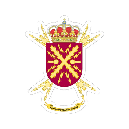Former Coat of Arms of the Spanish Army Signals Command (Spain) (Coat of Arms) STICKER Vinyl Kiss-Cut Decal 6 Inch White - The Sticker Space