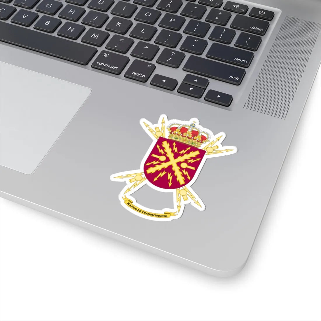 Former Coat of Arms of the Spanish Army Signals Command (Spain) (Coat of Arms) STICKER Vinyl Kiss-Cut Decal - The Sticker Space