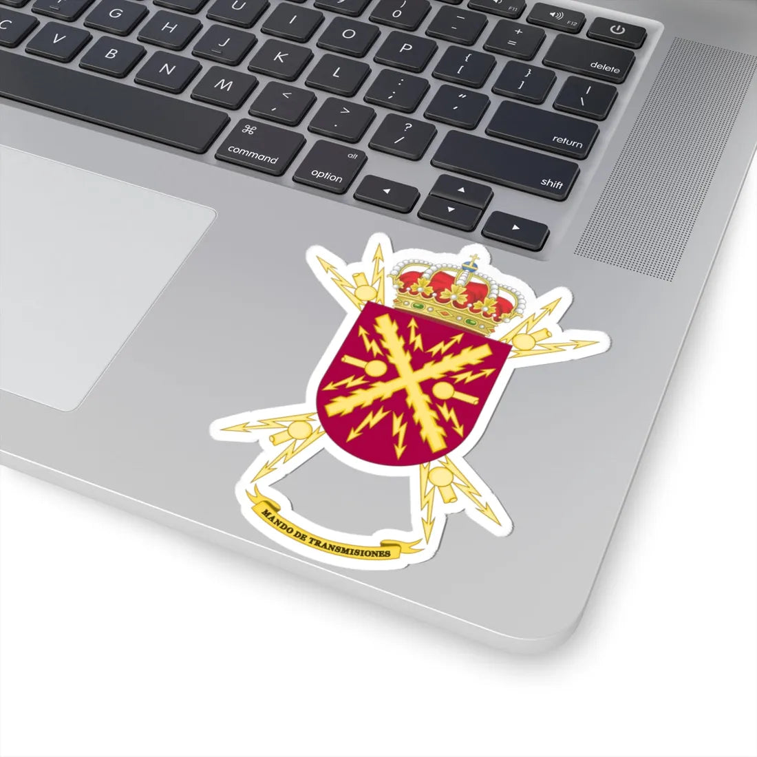 Former Coat of Arms of the Spanish Army Signals Command (Spain) (Coat of Arms) STICKER Vinyl Kiss-Cut Decal - The Sticker Space