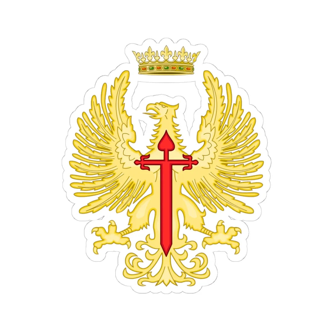 Former Emblem of the Spanish Army 1943-1975 (Spain) (Coat of Arms) STICKER Vinyl Kiss-Cut Decal 4 Inch White - The Sticker Space