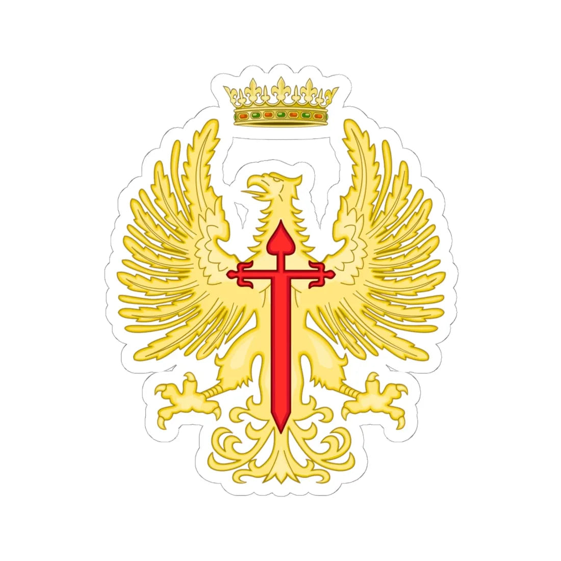 Former Emblem of the Spanish Army 1943-1975 (Spain) (Coat of Arms) STICKER Vinyl Kiss-Cut Decal 6 Inch White - The Sticker Space