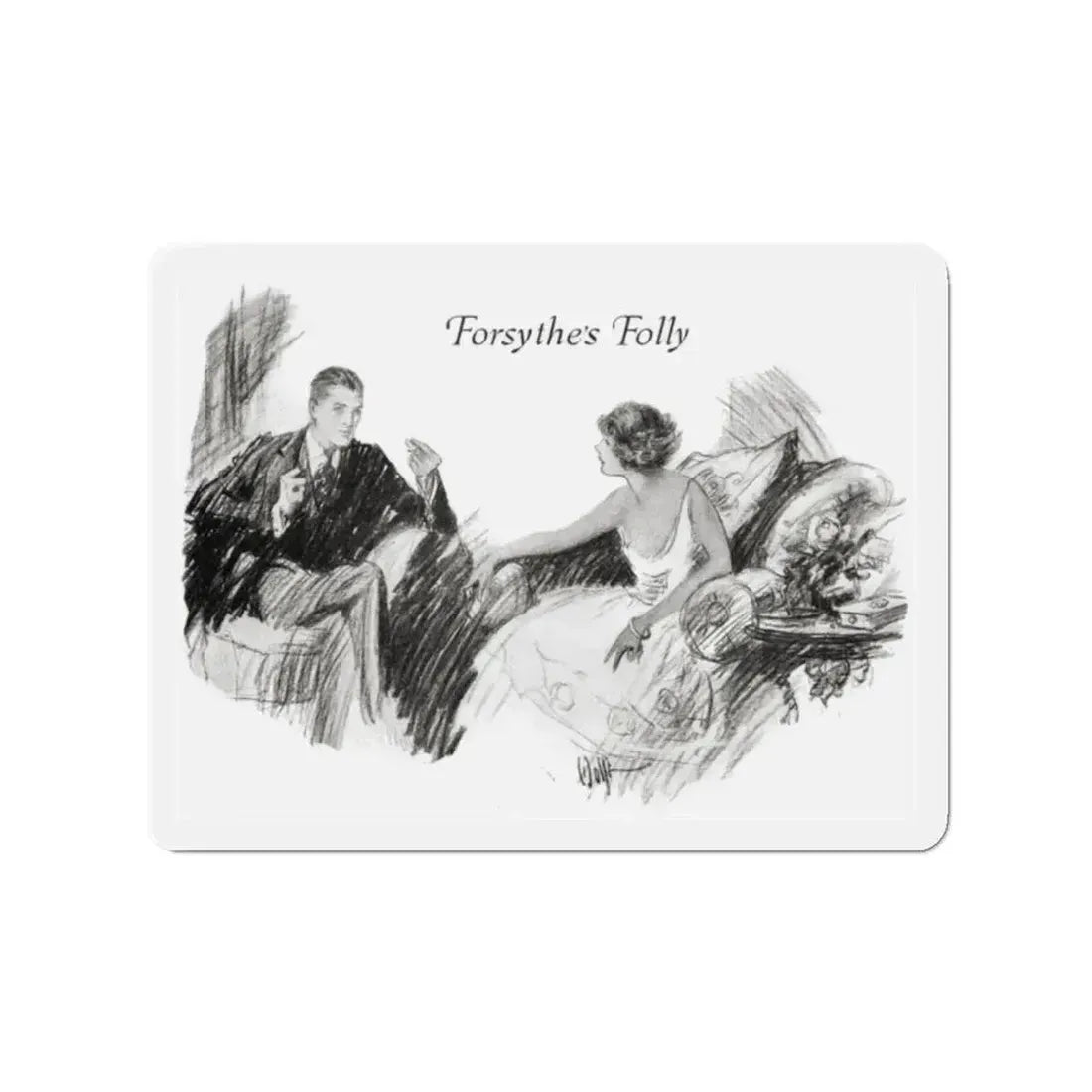 Forsythe's Folly (2), McCalls magazine, November 1923 (Magazine Illustration) Refrigerator Magnet 2 Inch Die-Cut - The Sticker Space