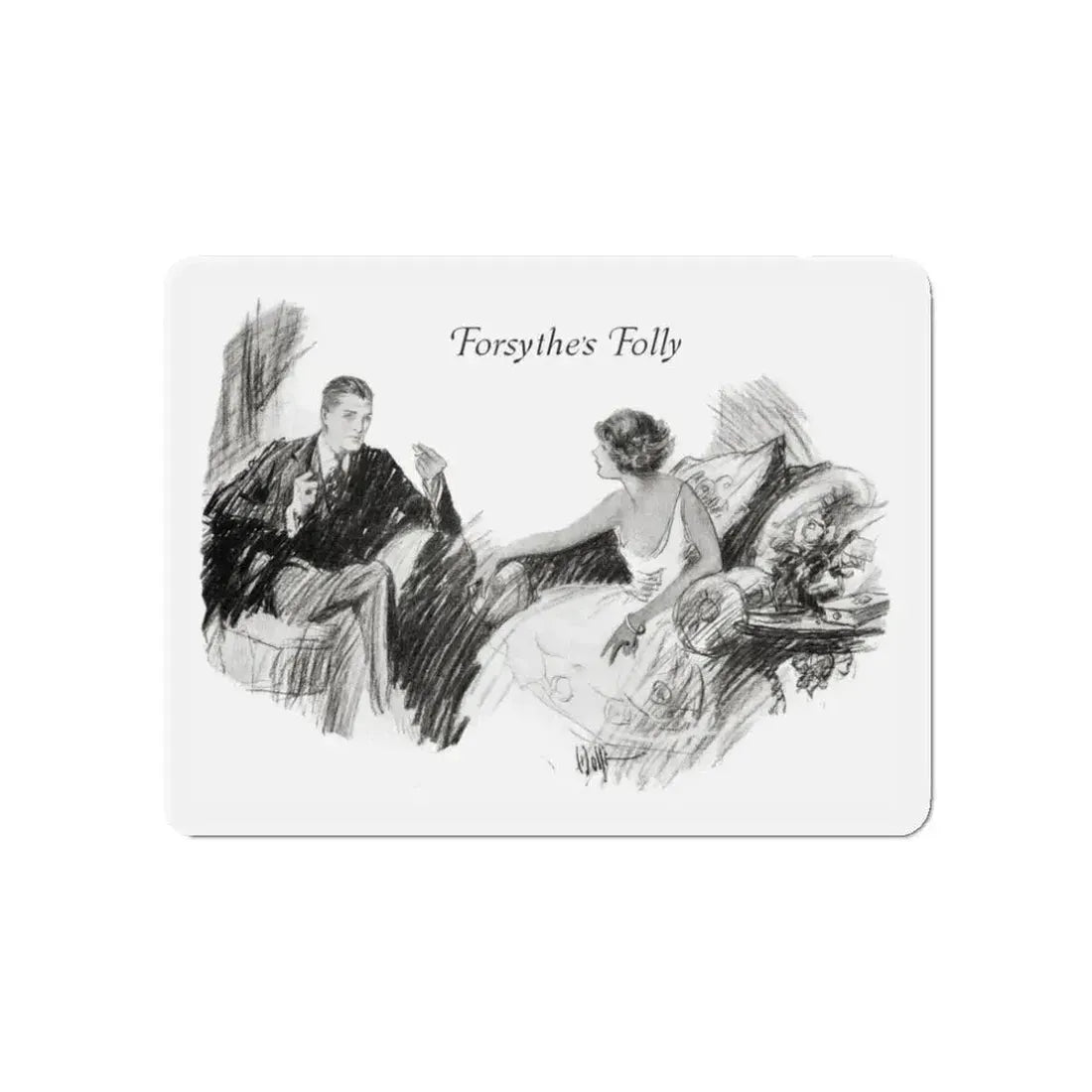 Forsythe's Folly (2), McCalls magazine, November 1923 (Magazine Illustration) Refrigerator Magnet 3 Inch Die-Cut - The Sticker Space