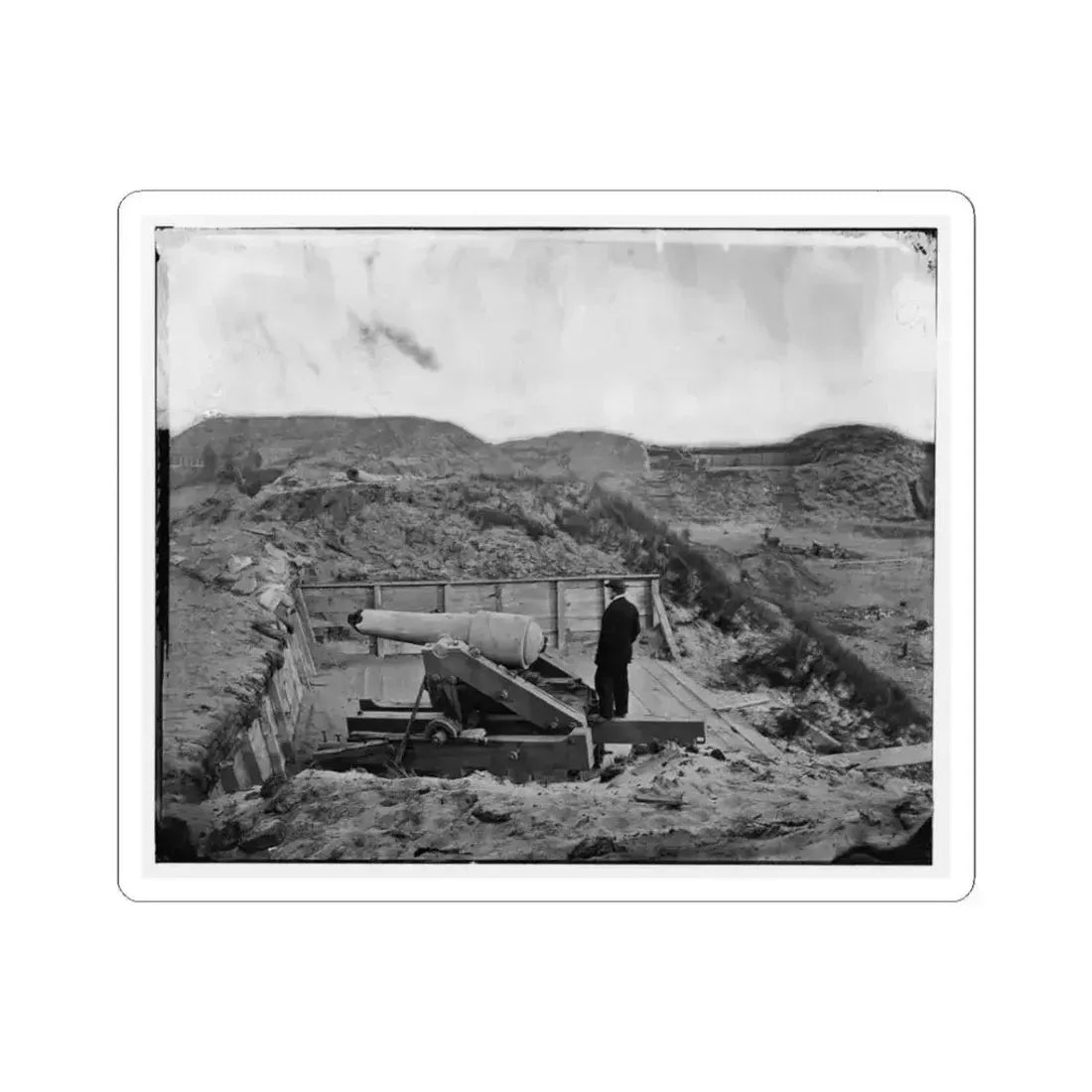 Fort Fisher, N.C. Interior View, With Heavy Gun Broken by Bombardment (U.S. Civil War) STICKER Vinyl Kiss-Cut Decal 3 Inch White - The Sticker Space