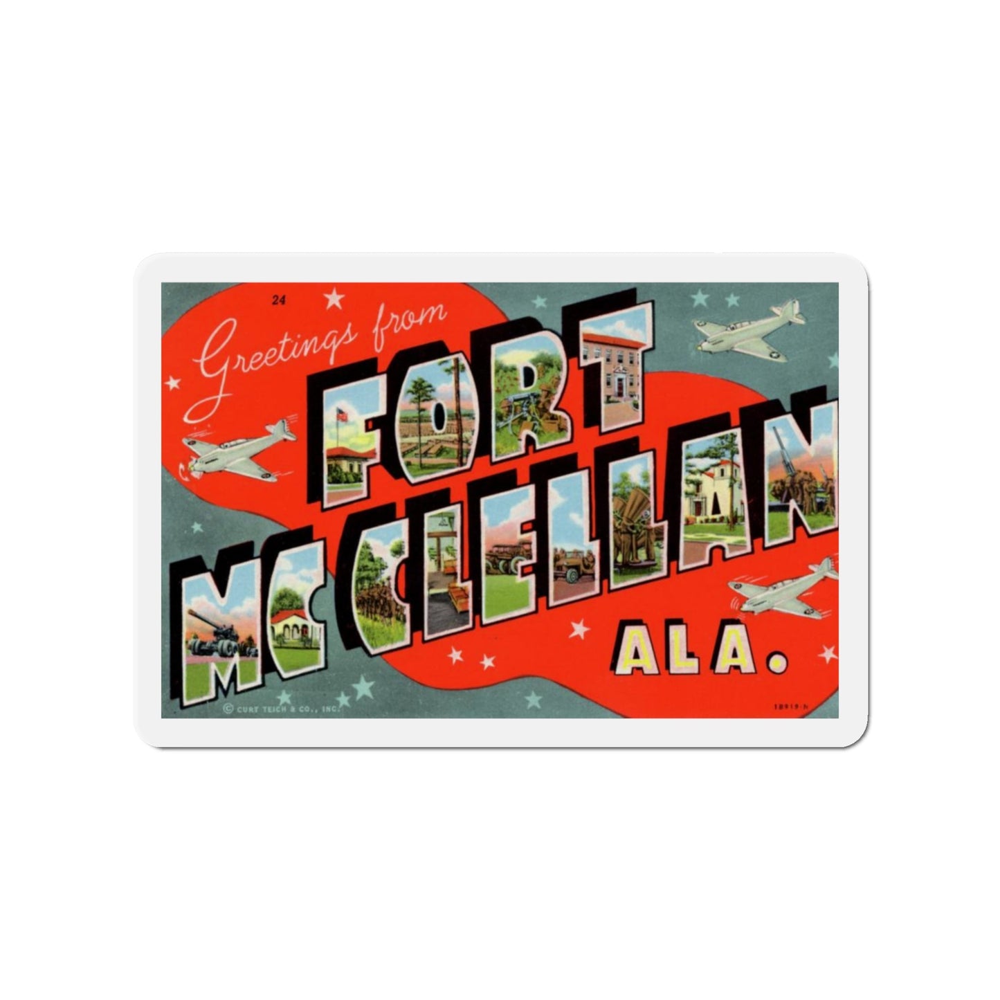 Fort McClellan Alabama (Greeting Postcards) Die-Cut Magnet-3" x 3"-The Sticker Space