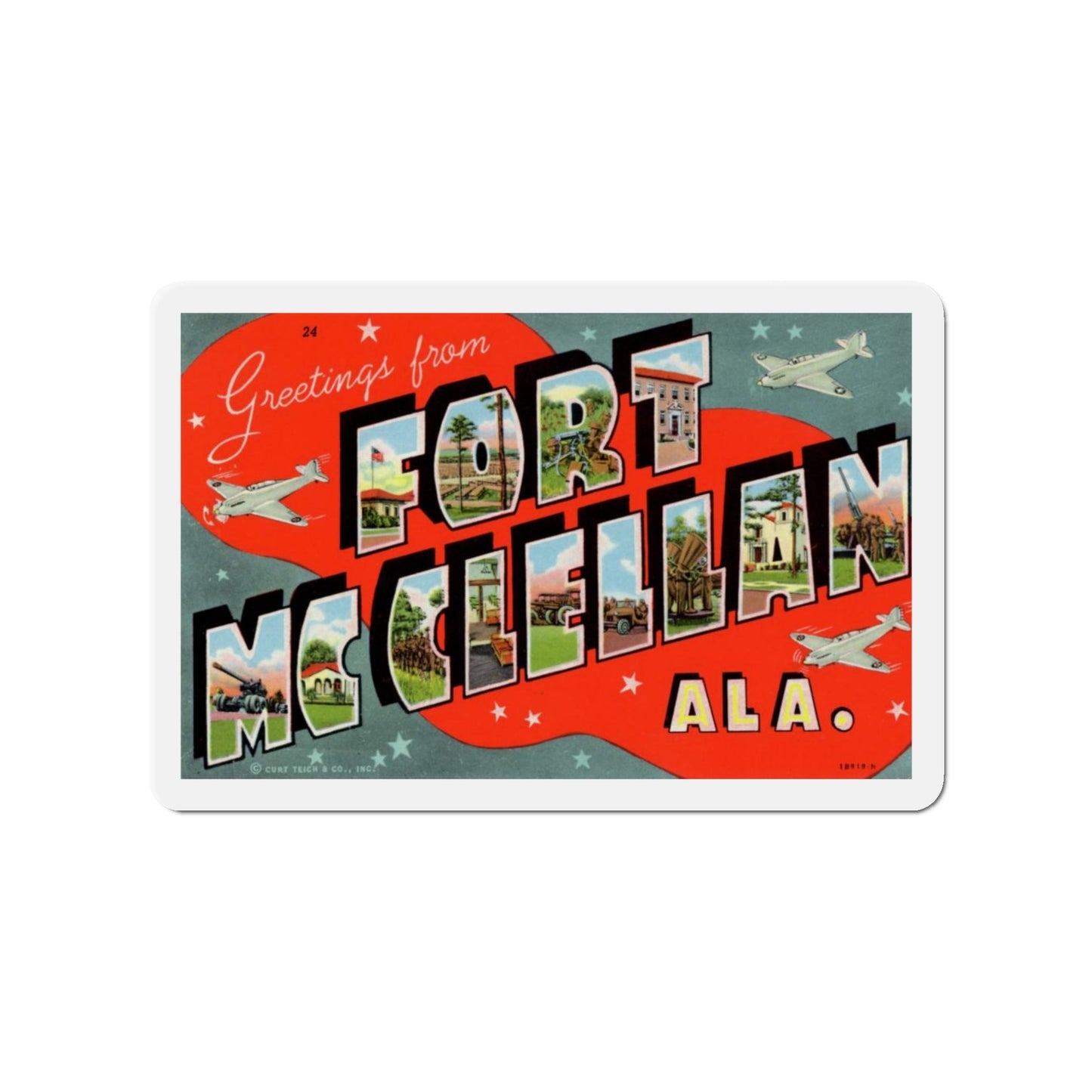 Fort McClellan Alabama (Greeting Postcards) Die-Cut Magnet-4" x 4"-The Sticker Space