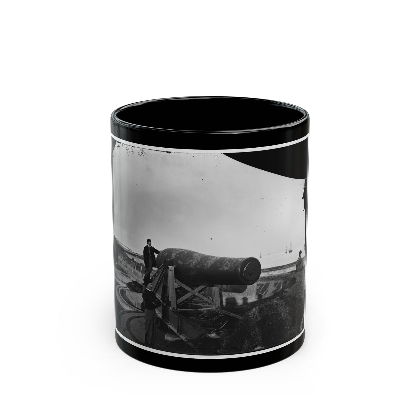 Fort Monroe, Va. The Lincoln Gun, A 15-Inch Rodman Columbiad (U.S. Civil War) Black Coffee Mug-11oz-The Sticker Space