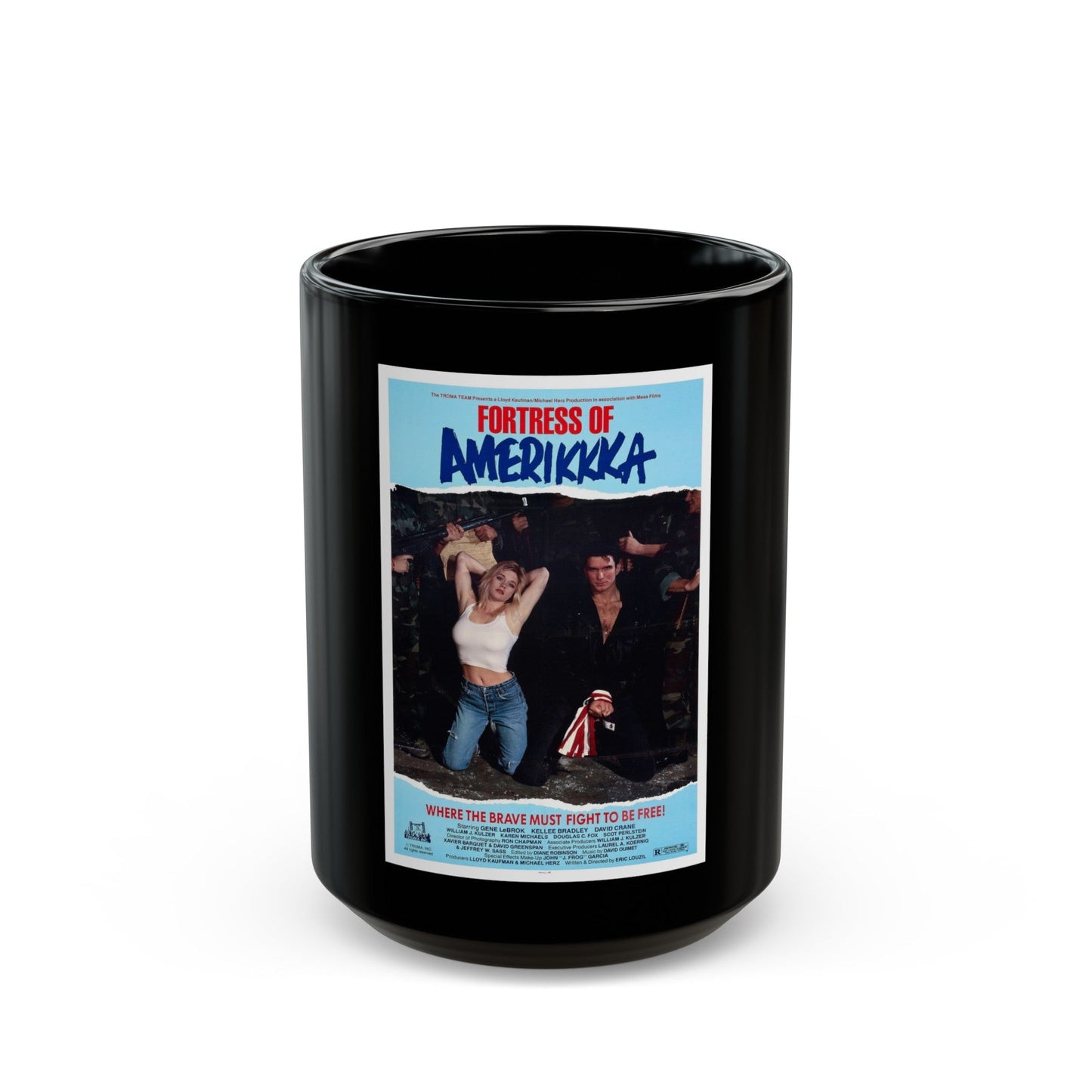 FORTRESS OF AMERIKKKA 1989 Movie Poster - Black Coffee Mug-15oz-The Sticker Space