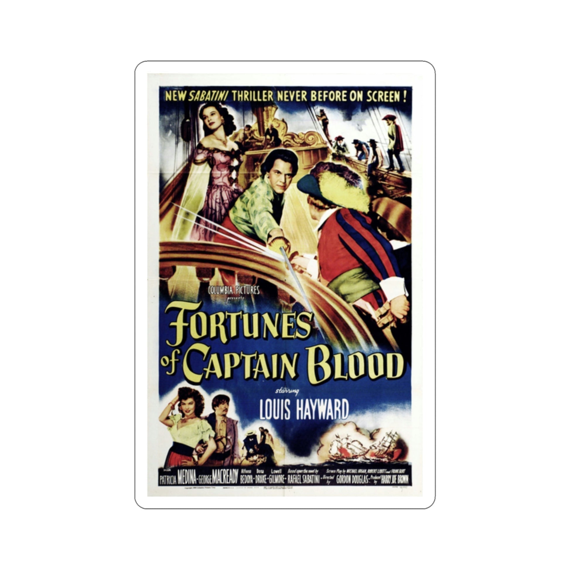 Fortunes of Captain Blood 1950 Movie Poster STICKER Vinyl Die-Cut Decal-2 Inch-The Sticker Space