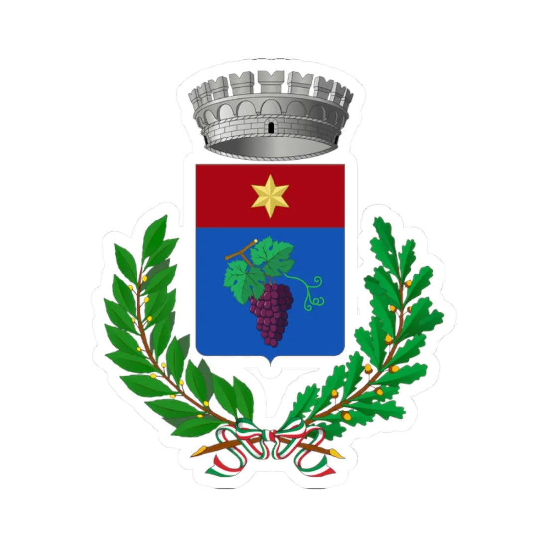 Fossalta di Piave-Stemma (Italy) (Coat of Arms) STICKER Vinyl Kiss-Cut Decal 2 Inch White - The Sticker Space