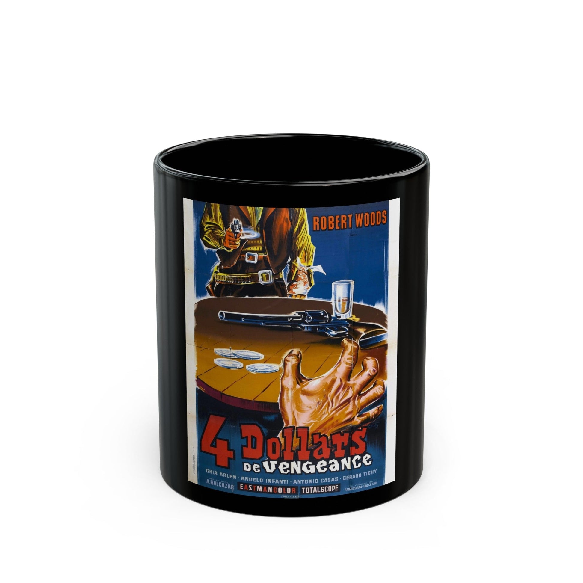 FOUR DOLLARS FOR VENGEANCE 1966 Movie Poster - Black Coffee Mug-11oz-The Sticker Space