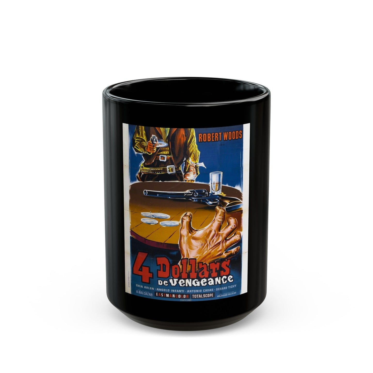 FOUR DOLLARS FOR VENGEANCE 1966 Movie Poster - Black Coffee Mug-15oz-The Sticker Space